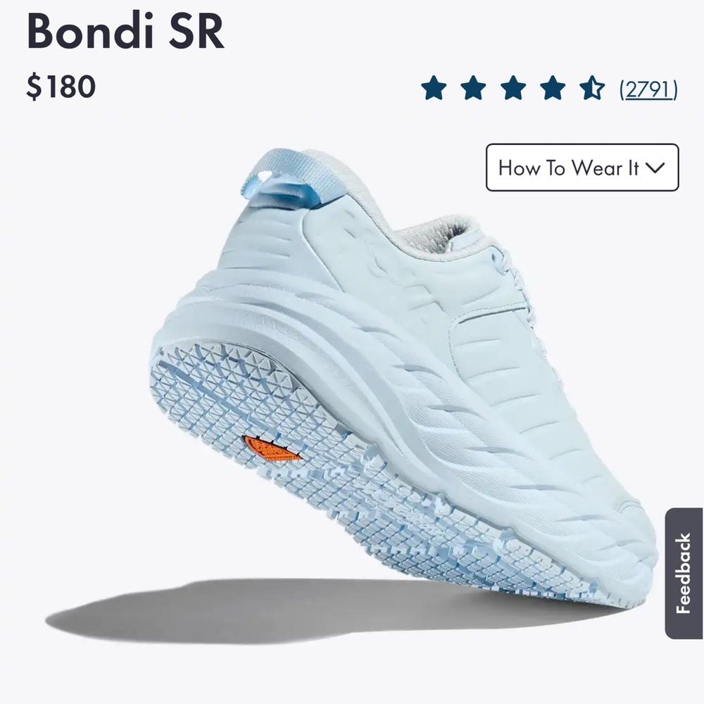 Hoka Light blue Bondi SR Shoes - Picture 8 of 9